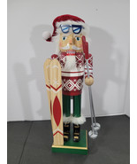 North Pole Trading Co Christmas Wood Nutcracker Skier  - $28.59 CAD