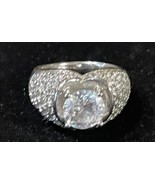 QVC Diamonique Solitaire Pave Setting with Heart Design 925 Sterling Sil... - $44.55