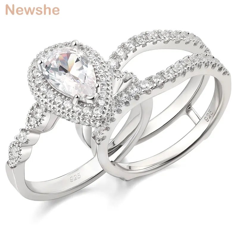 2 Pieces 925 Sterling Silver Wedding Band Enhancer Engagement Ring Set f... - $72.52