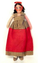 Vintage Mexican Composition Cloth Woman Doll-Stuffed  - £29.88 GBP