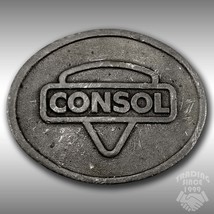 Vintage Belt Buckle CONSOL Oval Silver Color Embossed Made By Hit Line USA - £31.80 GBP