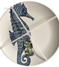 Tommy Bahama Seahorse 11&quot; White Dinner Plates Set of 4 Melamine Indoor Outdoor - £37.85 GBP