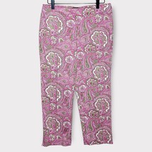 TALBOTS pink &amp; green paisley classic side zip crop pants WOMEN&#39;S SIZE 6 - £18.92 GBP