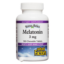 Natural Factors Stress-Relax Melatonin 3mg, 180 Chewable Tablets - £9.82 GBP