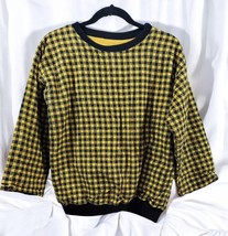 Vintage Reversible Sweatshirt Yellow Black Checkered and Lettered No Tag... - £19.18 GBP