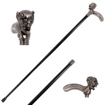 36&quot; Demon Skull Head Intricate Carved Walking Cane Stick - $35.63