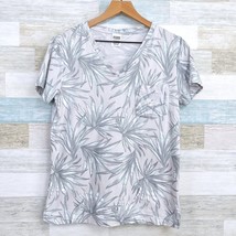 PINK Victorias Secret Relaxed Pocket Tee Gray Tropical Floral Lounge Wom... - $19.79