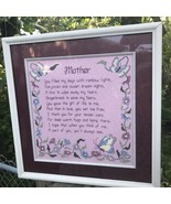 Vtg Mother Pink Needlepoint Sampler 17 1/4&quot;sq Butterflies Floral Framed ... - $87.12 CAD