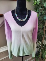 Sanctuary Women&#39;s Purple Cotton V-Neck Long Sleeve Pullover Knit Sweater Size S - £26.46 GBP
