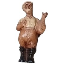 Vintage Syroco(?) Wood Wooden Fisherman Figurine holding Large Fish - £11.92 GBP