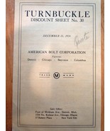 Vintage American Bolt Corporation Turnbuckle Sheet 1924 - $3.99