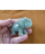 (Y-ELE-752) Green aventurine ELEPHAS gemstone figurine love pachyderm zo... - $32.01 CAD