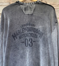 Harley Davidson Sweatshirt Henley Ribbed Mens 3XL Gray Distressed Grunge HD Bike - $46.22