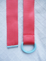 Pop Color Dylan Belt $40 Coral Nylon and Aqua D-Ring Buckle and Trim Womens XS - £14.85 GBP