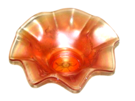 Vintage Carnavall Glass Ruffled Edge Candy Nut Dish Bowl Iridescent Mari... - £16.19 GBP