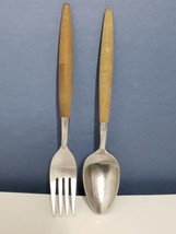 Vintage American Tempo Stainless  Japan/Faux Wood Handle Mixed Flatware - 2 pcs - £7.90 GBP