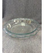 PYREX Aqua Blue Glass Pie Plate Deep Dish Baking Crimp Edge  9.5inch EUC - £6.05 GBP