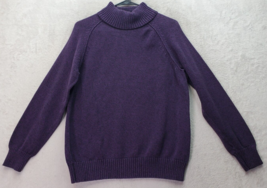 Karen Scott Sweater Women&#39;s Medium Purple Chunky Knit Cotton Turtleneck Pullover - £14.51 GBP