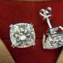 4Ct Cushion Cut Simulated Diamond Solitaire Stud Earrings in Rose Gold Over 9mm - £43.00 GBP