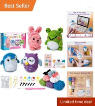 Complete Beginner Crochet Set: Step-by-Step Video Guide &amp; 4 Cute Animal ... - $39.55