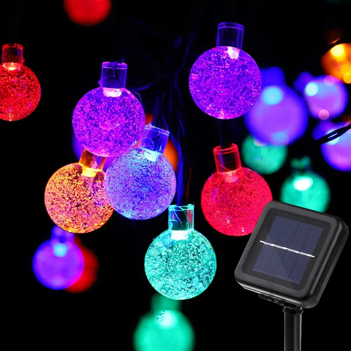 Outdoor Decorative Multicolor 7M 50LED 8 Modes Solar Panel Operated Bubble Cryst - $230.57