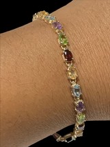 Gorgeous Sterling Silver Multi Color Stone 7” Bracelet - 9.2 Grams Signed Paj - $54.00