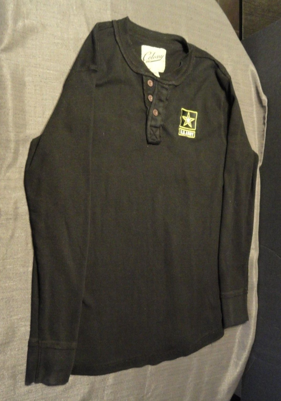 DISCONTINUED COLONY BLACK 3 BUTTON U.S. ARMY SHIRT LONG SLEEVE 2XL MILITARY - £14.54 GBP