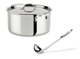 All-Clad 8-Qt 4408 SS Tri-Ply 8-qt Stock Pot NO LID Included 14in Ladle - £80.89 GBP