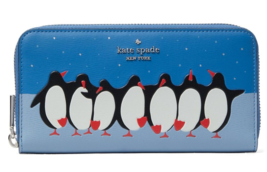 Kate Spade arctic friends penguin large continental Leather wallet~NWT~ - £90.22 GBP
