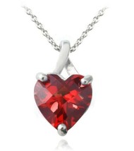 1.50 Ct Simulated Ruby Love Heart Pendant Necklace 14K White Gold Plated Women&#39;s - £58.90 GBP