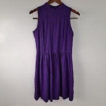 Dress Junior&#39;s Purple High Neck Open Back Cotton Large - £12.61 GBP