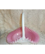 Vintage Fenton Peach Blow Crest  14&quot; Bride&#39;s Basket with White handle - $1,599.42 MXN