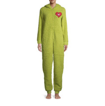 The Grinch Union Suit Pajamas One Piece Halloween Costume Women Sz L - £39.92 GBP