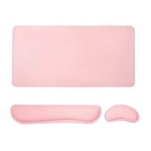 3 In 1 Desk Pad For Keyboard And Mouse 800X400 Mm Pu Leather Pink Desk P... - $42.99