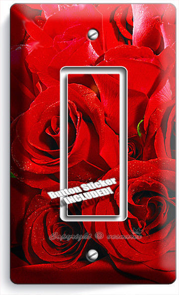 BEAUTIFUL RED ROSES BOUQUET SINGLE GFCI LIGHT SWITCH WALL PLATE ROOM HOME DECOR