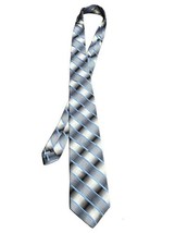 Bachrach 100% Silk Necktie. Blue Silver White Striped Men&#39;s Tie. Made in... - £7.83 GBP