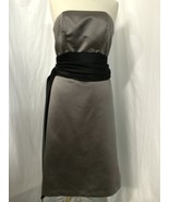 Bill Levkoff Women&#39;s Dress Gray Satin Formal Dress Black Sash Women&#39;s SI... - $659.71 MXN