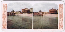Stereo View Card Stereograph Tiber &amp; St Peter&#39;s Church Rome Italy - $4.94