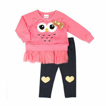 Nanette Girls Owl Faux Fur Top Leggings 12 Months 18 Months 24 Months NWT - £13.31 GBP