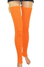 Handmade neon orange cashmere &amp; merino wool blend leg warmers 34 in - £35.61 GBP
