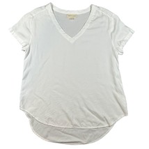 Cloth &amp; Stone Womens Medium White V-Neck High Low Hem Short Sleeve Blouse - $15.99