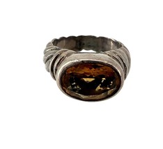 Vintage Sterling Silver Signed 925 AF Design Inlay Citrine Gemstone Mode... - $69.30