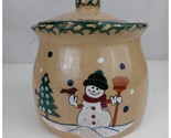 LTD Commodities Christmas Ceramic Snowman Winter Scene Cookie Jar With Lid - £11.43 GBP