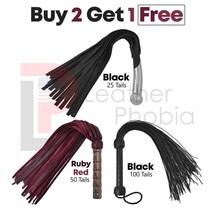 Genuine Cow Hide Thick Leather Flogger Set, BDSM 3 Handmade Heavy Duty Sex Whip - £29.67 GBP
