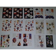 VTG Mixed Lot Halloween Stickers Temporary Tattoos Ghost Witch Black Cat Bat - £15.26 GBP