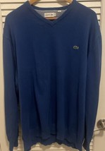 Lacoste V-Neck Pullover 100% Cotton Sweater Blue Men's US 3XL - $25.73
