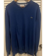 Lacoste V-Neck Pullover 100% Cotton Sweater Blue Men&#39;s US 3XL - £20.23 GBP