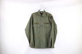 Vintage 70s Mens 14.5 33 1979 US Army OG 507 Utility Button Shirt Green USA - $59.35