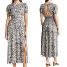 AFRM Jamie Snakeskin Print Open Back Short Sleeve Midi Dress Size Medium - £32.56 GBP