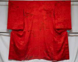 Antique Red Nagajuban - 133cm Wide 122cm Long - Traditional Silk Japanes... - £67.95 GBP